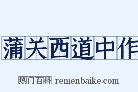 蒲关西道中作是什么意思的图片